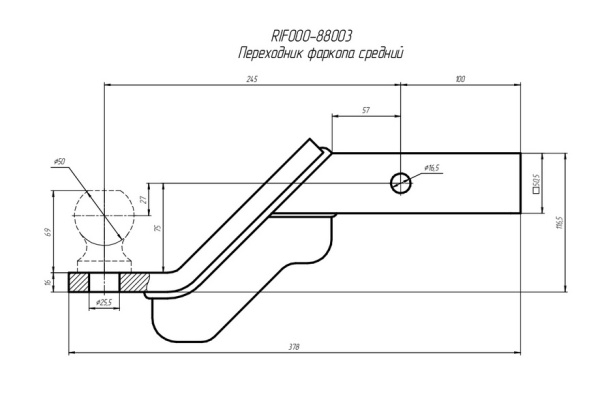Съемный фаркоп под квадрат 4" РИФ   RIF000-88003set