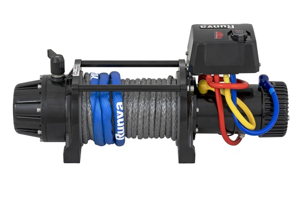Лебёдка автомобильная электрическая 12V Runva 12500 lbs 5670 кг MAX влагозащищенная, синтетический трос EWB12500MAXSSR