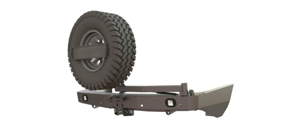 Бампер силовой задний Nissan Patrol Y62 с квадратом под фаркоп, калиткой и противотуманными фарами STC-NPY62-BR-L2-C1