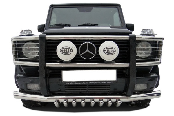 Защита переднего бампера MERCEDES G-KLASS с клыками нижняя MBG-2003-06