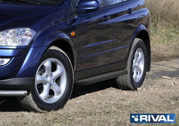 Порог-площадка "Premium-Black" A173ALB + комплект крепежа RIVAL Ssang Yong Kyron 2007-  A173ALB.5301.1