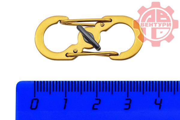Карабин s-образный с блокировкой 36мм (gold)  CRD.S.B.36.GLD