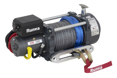 Лебёдка электрическая (индустр.) 24V Runva 15000 lbs 6800 кг синтетический трос EWN15000USR24V