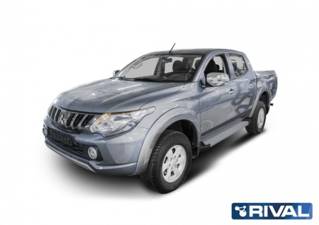 Порог-площадка "Silver" F193AL + комплект крепежа RIVAL Mitsubishi L200  F193AL.4003.1