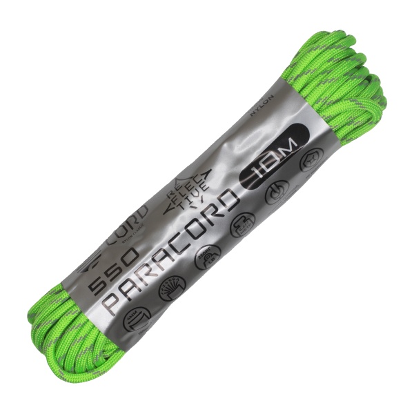 Паракорд 550 CORD nylon 10м световозвращающий (neon green)  550.N10.LM.N.GR