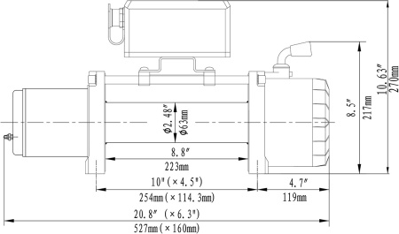 Лебёдка электрическая 12V Runva 6000lbs, 2500кг, синтетический трос  EWX6000SR