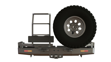 Бампер задний Toyota Land Cruiser 105 калитка справа, лестница слева, фонари STC-TLC105-BR-C2C5-L1