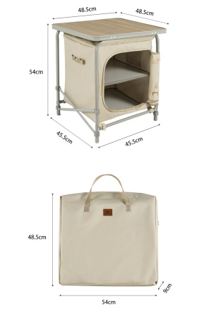 Стол туристический Naturehike MINI, 48х48х54 см, складной, с отделением для посуды, бежевый CNH22JU031-OC
