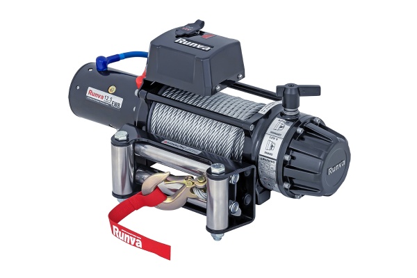 Лебёдка автомобильная электрическая 12V Runva 12500 lbs 5670 кг влагозащищенная, стальной трос EWB12500S