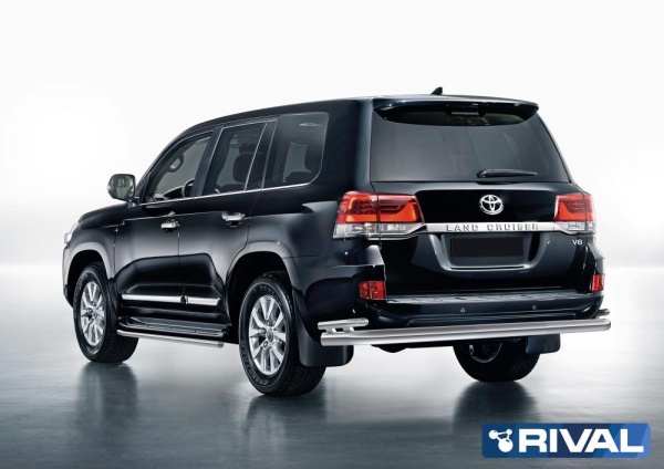Защита заднего бампера d76+d42 RIVAL Toyota Land Cruiser 200 2015- R.5717.010