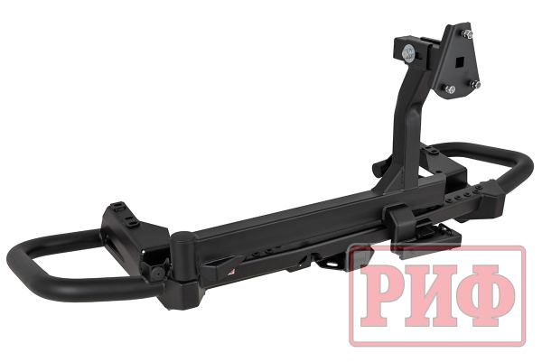Бампер РИФ силовой задний Toyota Land Cruiser 200 2007-2015 c квадратом под фаркоп, калиткой и подсветкой номера, стандарт RIF200-21076