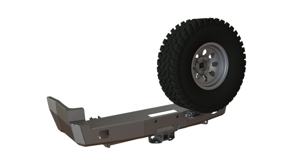 Бампер задний Nissan Patrol Y61 1997+ лебедка, калитка справа, под ПТФ STC-NPY61-BR-W-С2-L2