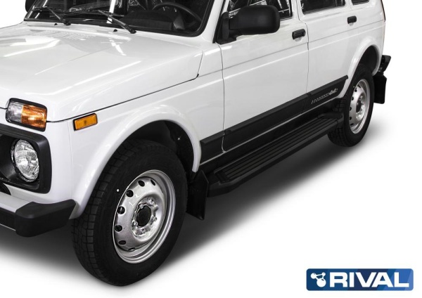Порог "Black" RIVAL Lada 4x4/Land Rover Discovery Sport 2014-  F180ALB
