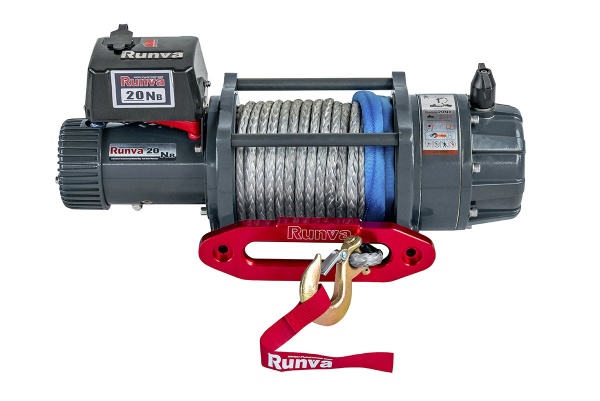 Лебёдка электрическая 24V Runva 20000 lbs влагозащищенная, синтетический трос EWB20000USR24V