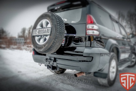 Калитка в штатный бампер Toyota Land Cruiser Prado 120 с квадратом под фаркоп STC-TLCP120-G