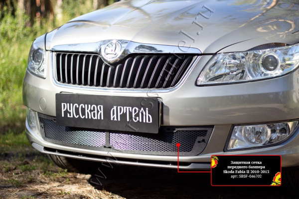 Защитная сетка решетки перед. бампера Skoda Fabia II 2010-2013 шагрень SBSF-046702 — фото 2