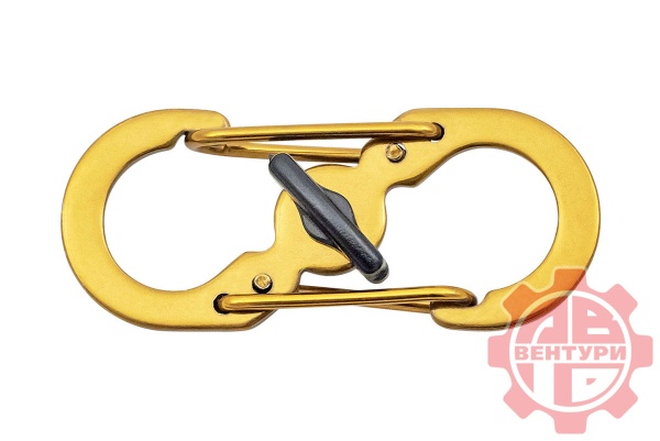 Карабин s-образный с блокировкой 36мм (gold)  CRD.S.B.36.GLD