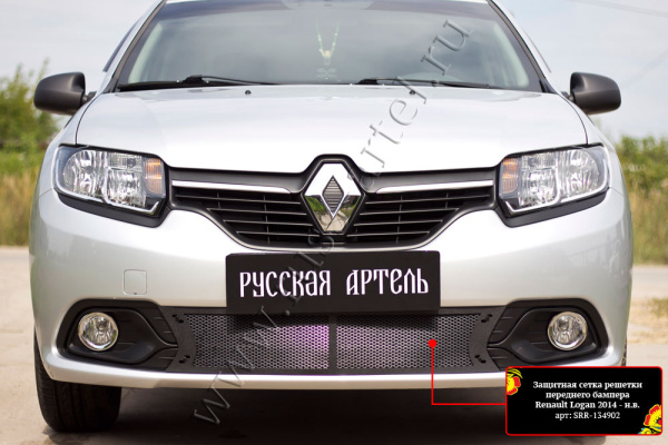 Защитная сетка решетки перед. бампера Renault Logan II 2014-2017 шагрень