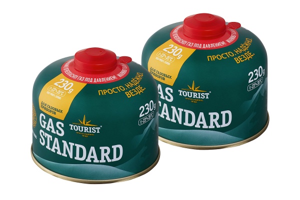 Баллон газовый резьбовой TOURIST STANDARD для портативных приборов 230 г. комплект 2 шт.  TBR-230-SET2