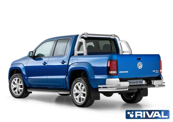 Защита заднего бампера d76+d42 уголки RIVAL Volkswagen Amarok 2016-  R.5804.010