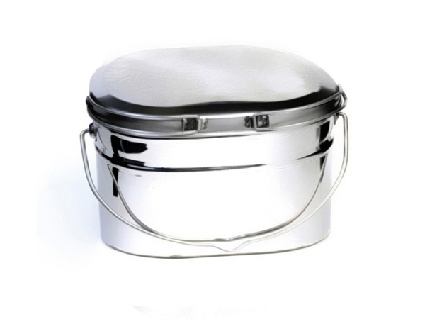 Котелок туристический 6 л., низкий, нержавеющая сталь, крышка с ручками  Кон-6р