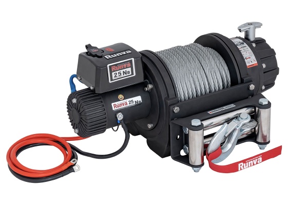 Лебёдка электрическая 12V Runva 25000 lbs влагозащищенная, стальной трос EWB25000S