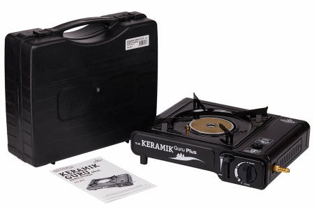 Плита газовая TOURIST KERAMIK GURU PLUS, портативная, керамическая, с переходником, в кейсе  TS-201