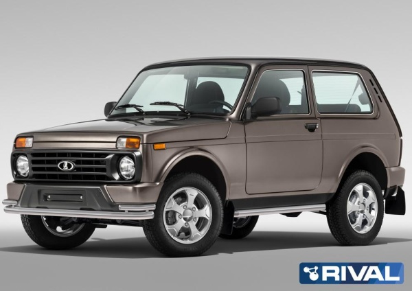 Защита переднего бампера d57+d42 RIVAL Lada 4х4 Urban 3d 2014-  R.6004.002