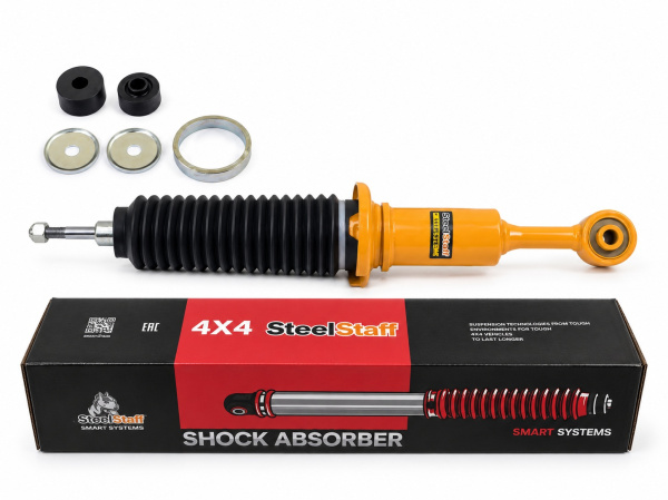 Амортизатор SteelStaff передний Toyota Hilux 2005-2014, 2015+, Prado 120/150, FJ Cruiser (лифт 0-50 мм Foam Cell) SSF-3152 — предметное фото на белом фоне
