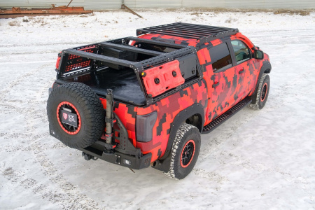 Багажник экспедиционный Toyota Tundra Crew Max 2006-2021 ШТОРКА дальний, задний свет STC-TTCM/06-TR1+L1L2