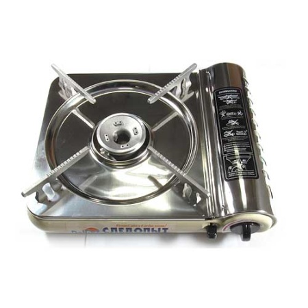  Плита газовая портативная "СЛЕДОПЫТ - DeluxE", (с подогревом) нержавеющая сталь, цанговый баллон  PF-GST-N03